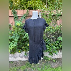 Aritzia Wilfred La Boheme Ninette Black Ruffle Wrap Mini Dress XS